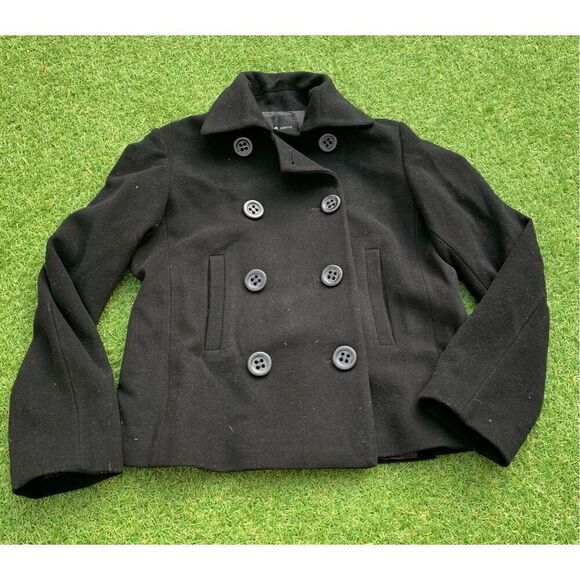 TODD SMITH 100% WOOL DOUBLE BREASTED black Pea Coat Jacket sz 12 Large - Picture 2 of 7